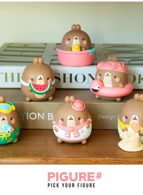 韩国正版MOLANG土豆兔萌浪兔夏日限定系列可爱盲盒手办摆件玩偶