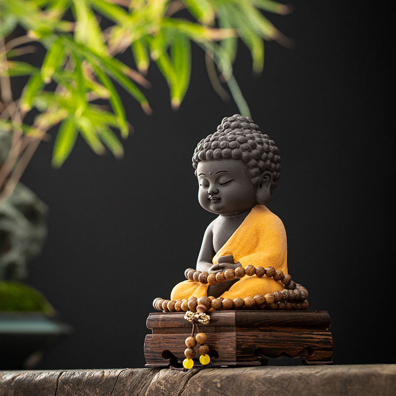 新中式禅意小和尚家居客厅摆件