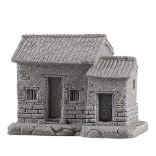 盆景流水鱼缸造景摆件配件假山房屋小船钓鱼翁微景观装饰品小摆件