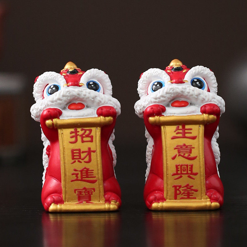 创意中国风佛山醒狮石狮子摆件桌装饰摆件