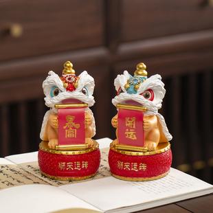 创意佛山醒狮舞狮摆件高级感小众工位办公室桌面客厅装 饰生日礼物