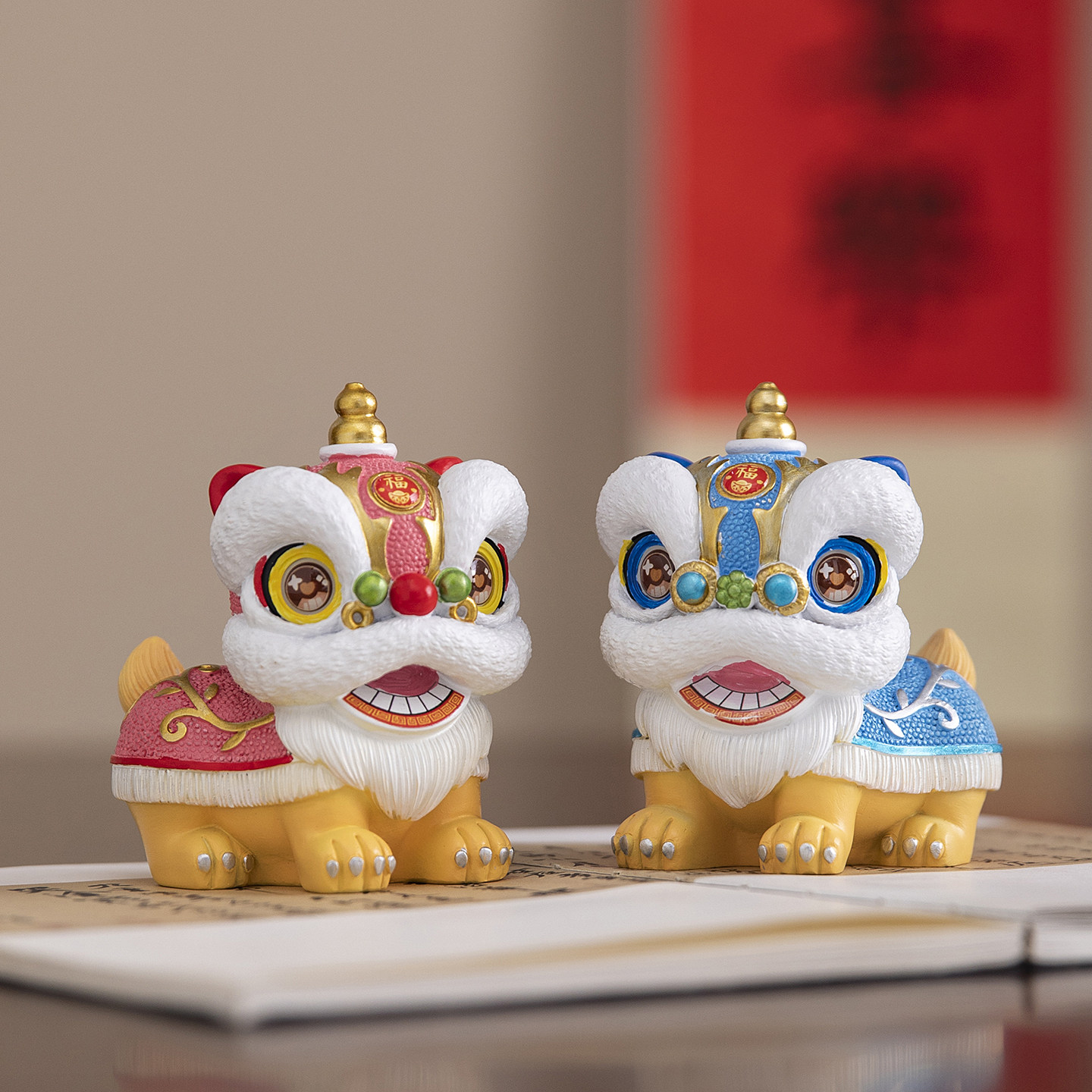 国潮佛山舞狮醒狮创意摆件高级感小众桌面茶桌装饰工艺品生日礼物图片