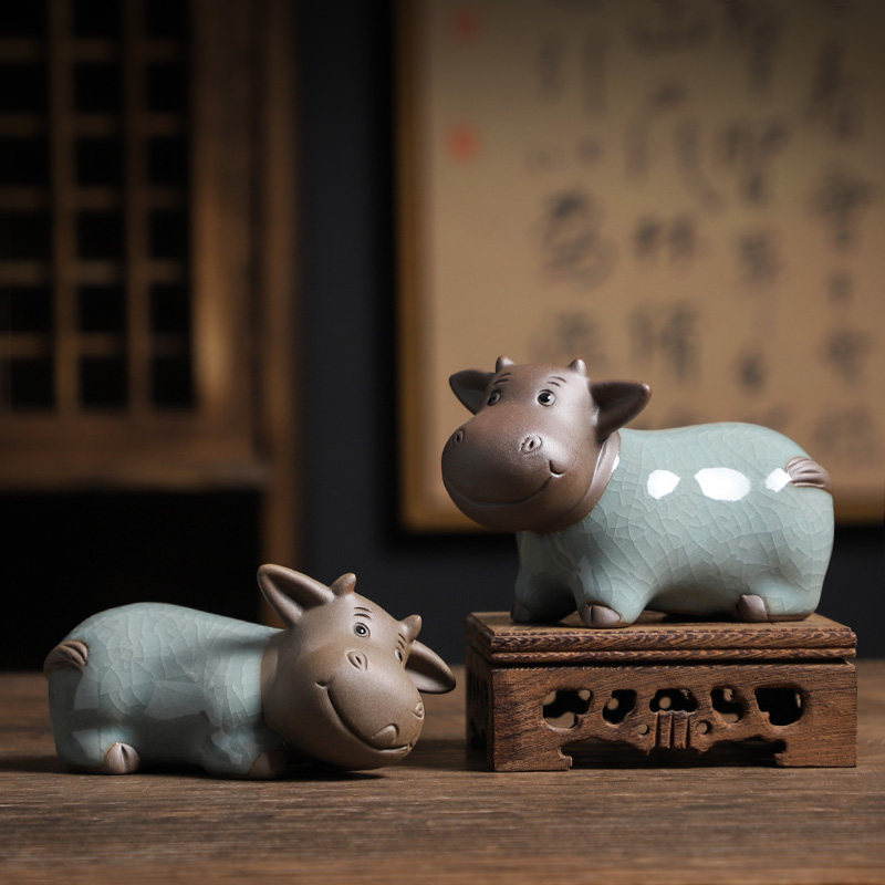 牛摆件招财可爱萌牛电视柜桌面家居茶宠装饰品生日礼物十二生肖牛