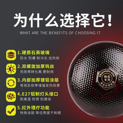 保温灯猪用养殖场专用取暖灯泡宠物小鸡育雏保温灯兽用保暖灯仔猪