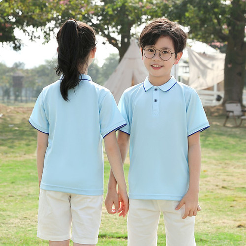 儿童polo衫t恤定制logo小学生班服翻领短袖印字男女童装衣服定做