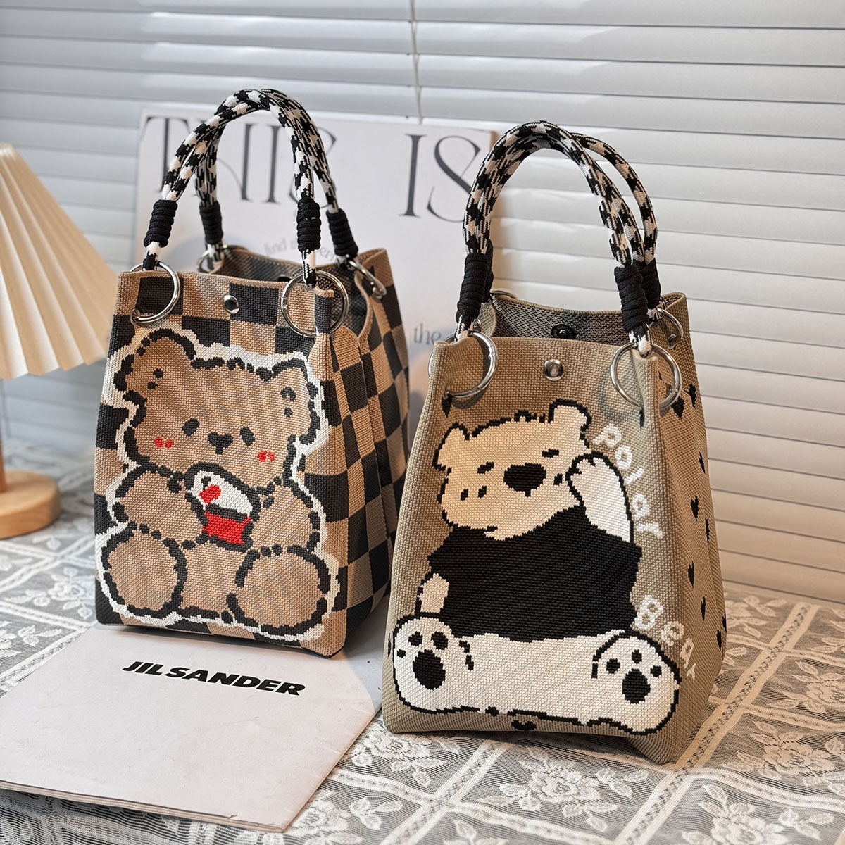 新款手拎包小众设计水桶包托特包手提包休闲百搭单肩包编织便携袋