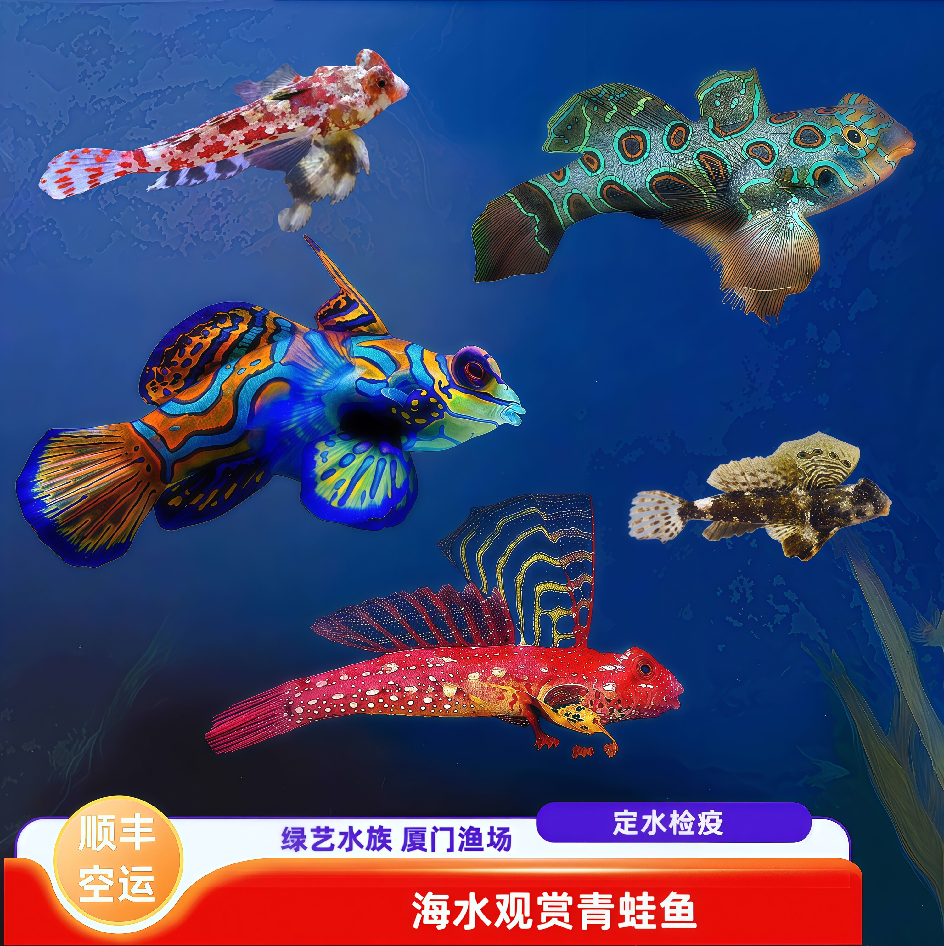【绿艺水族】青蛙鱼海水观赏鱼五彩青蛙圆点青蛙火麒麟珊瑚缸吃虫