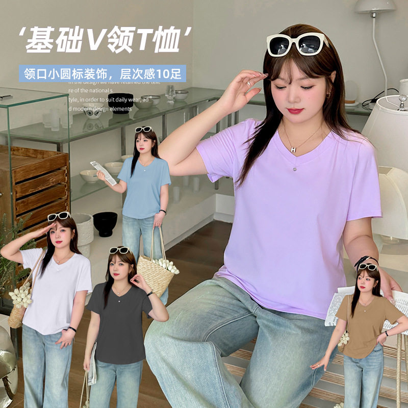 金影奇大橘子豆腐小姐妃儿红杨天真大码女装旗舰胖美眉t恤女胖mm