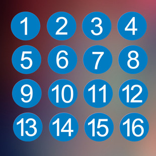 蓝底白字定做数字贴号码贴电脑编号活动贴餐馆桌位号座位号贴纸