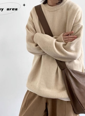 秋冬日系复古小清新纯色套头毛衣男女生宽松百搭基础款内搭针织衫