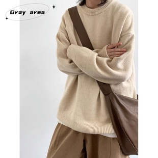 秋冬日系复古小清新纯色套头毛衣男女生宽松百搭基础款 内搭针织衫
