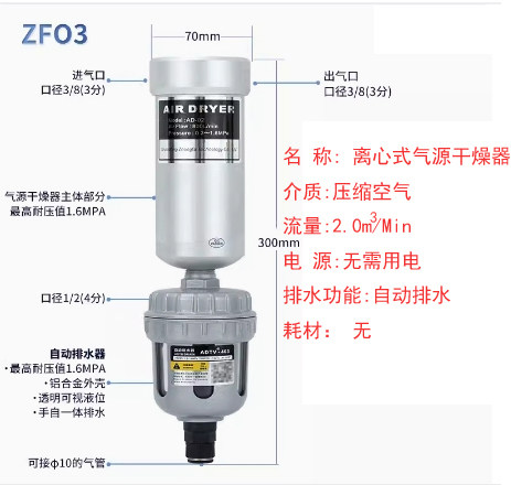 精密气源干燥器ZF03油水分离器
