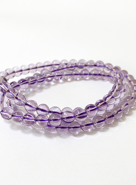 天然巴西紫水晶三圈细款手链女通透6MM多圈手串男几乎净体饰品