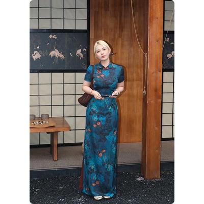 糯米子[青岚诀]复古连衣裙女夏季微胖mm新中式国风改良旗袍长裙子