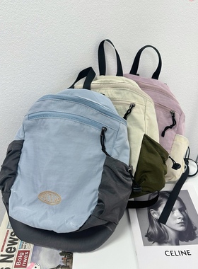 2025新款韩国ins夏季薄款拼色双肩包书包女减龄设计感大学生背包