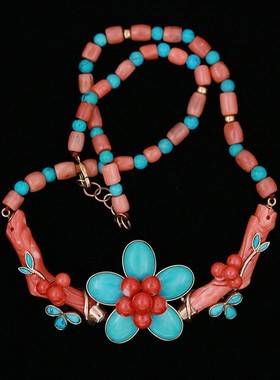 14k金镶嵌天然有机宝石项链