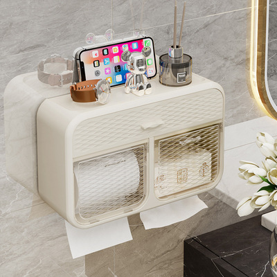 卫生间厕纸盒置物架壁挂式厕所纸巾盒免打孔防水卫生纸卷纸抽纸盒