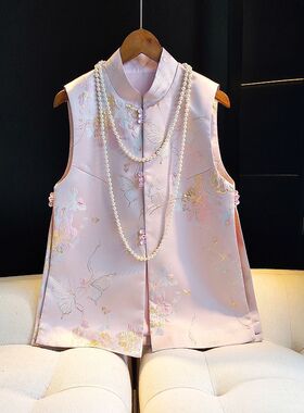 2025新款国风新中式马甲女复古改良唐装2025时尚新款民族风上衣