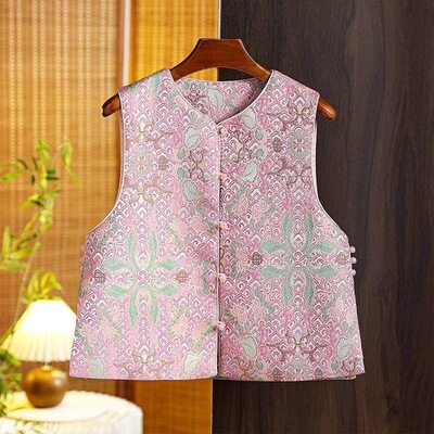 今年新中式中国风提花高端马甲上衣女夏款2025新款复古风宋锦马甲