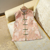 坎肩民族风马甲秋冬 提花马夹直襟上衣外穿背心唐装 中式 短款