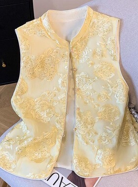 2025年春季爆款新中式国风刺绣坎肩女装中国风复古女上衣背心马夹