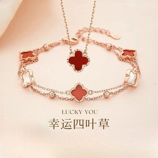 四叶草纯银手链女2025新款轻奢小众高级感七夕生日礼物送女友S925