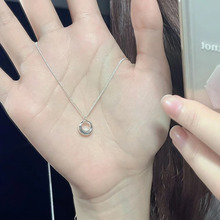 999纯银圆环项链女款轻奢小众高级感锁骨链2025新款爆款闺蜜礼物
