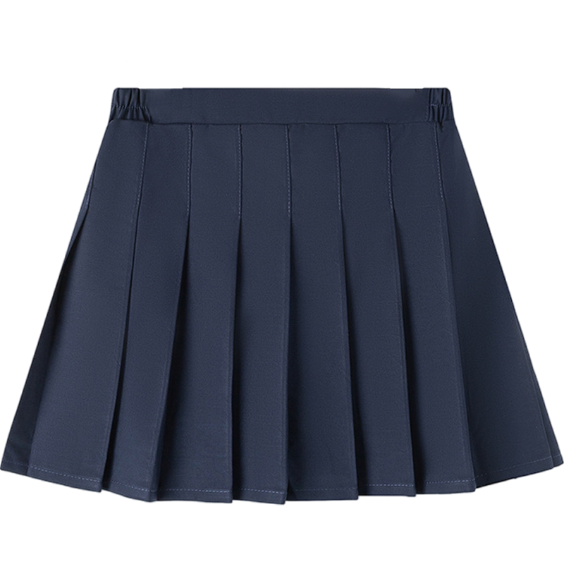 女童百褶裙夏季黑色儿童藏青色半身卡其裙子中大童小学生校服短裙