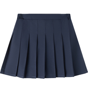女童百褶裙夏季黑色儿童藏青色半身卡其裙子中大童小学生校服短裙