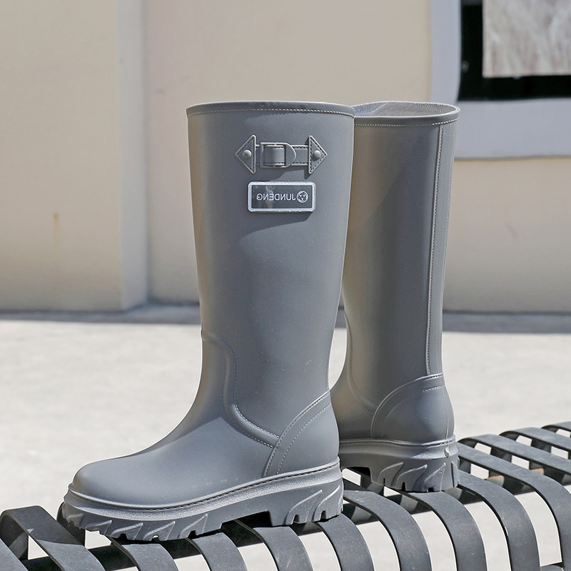 军登高筒38cm雨鞋女款成人2026新款徒步防水防滑时尚外穿长筒雨靴