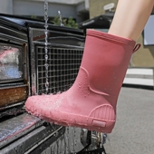 工作防滑防水胶鞋 军登时尚 成人硅胶冬季 中筒水靴雨靴水鞋 雨鞋 女款