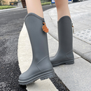 高筒雨靴户外徒步露营水鞋 高档灰色雨鞋 防滑防水鞋 夏2025新款 女款