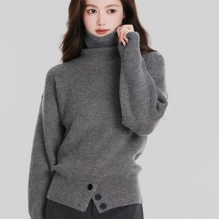 已出货加厚灰色高领针织内搭毛衣女秋冬2025新款 小个子上衣 打底衫