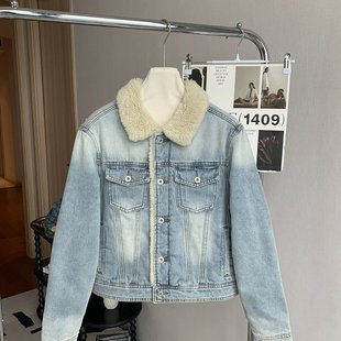 水洗复古棉服夹克外套 仿羊羔绒夹棉牛仔棉衣2025新款 已出货 美式