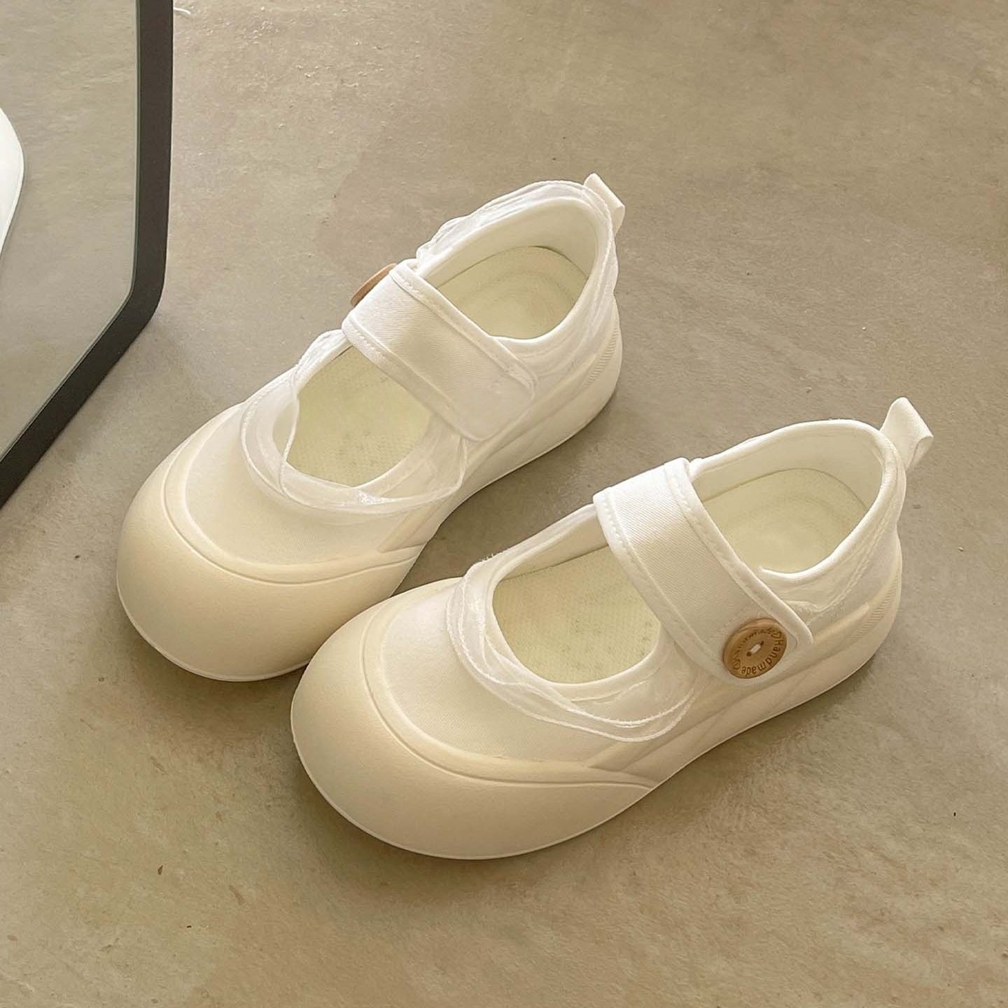 青岛福客来女鞋代工厂蕾丝小白鞋女夏季2026新款魔术贴帆布鞋女学,女鞋,休闲板鞋,淘宝优惠券,粉丝福利购,淘宝优惠卷