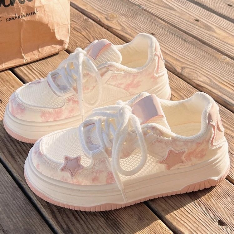 青岛福客来女鞋代工厂星星小白鞋女夏天透气网面网鞋新款配裙子的,女鞋,休闲板鞋,淘宝优惠券,粉丝福利购,淘宝优惠卷