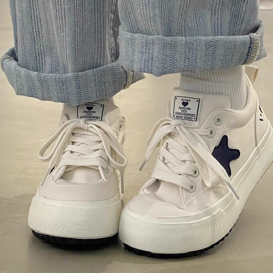 青岛福客来女鞋代工厂小众设计女生小白鞋平底休闲帆布鞋子ins潮,女鞋,休闲板鞋,淘宝优惠券,粉丝福利购,淘宝优惠卷