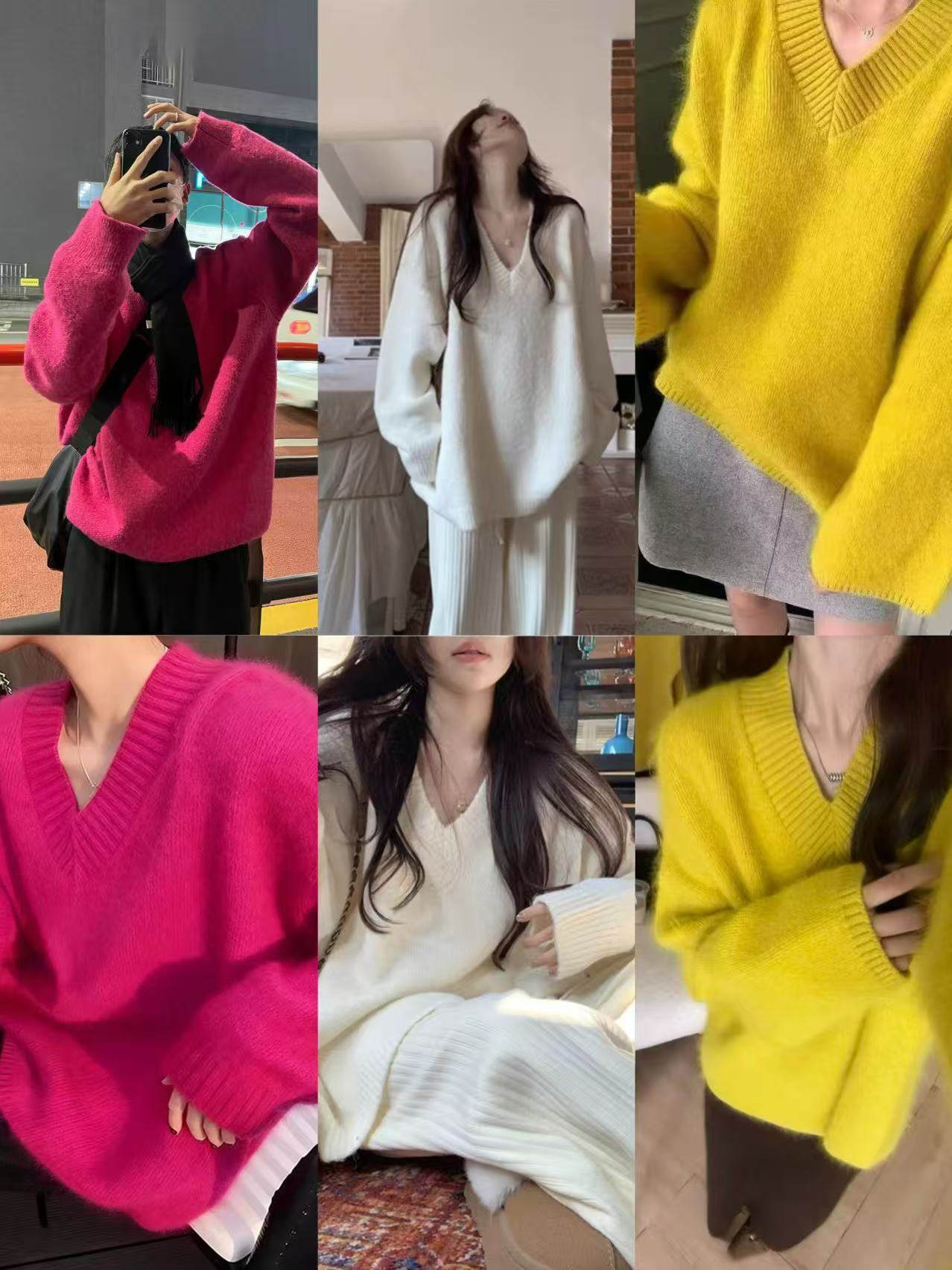 浣熊+羊毛V领阔版加厚针织衫