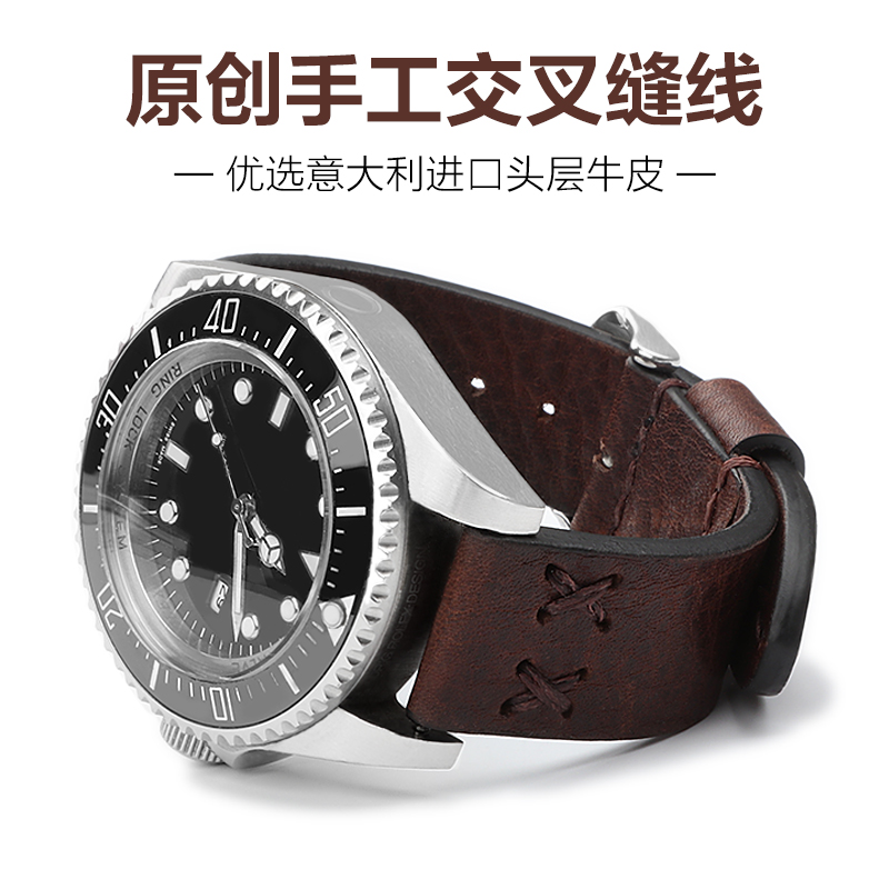 禹匠手工表带男真皮dwck牛皮