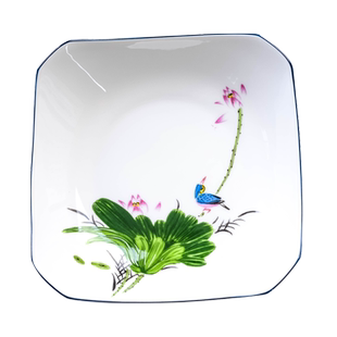 八角盘骨瓷家用盘子异形餐具个性汤盘唐山陶瓷碟子欧式大小号菜碟