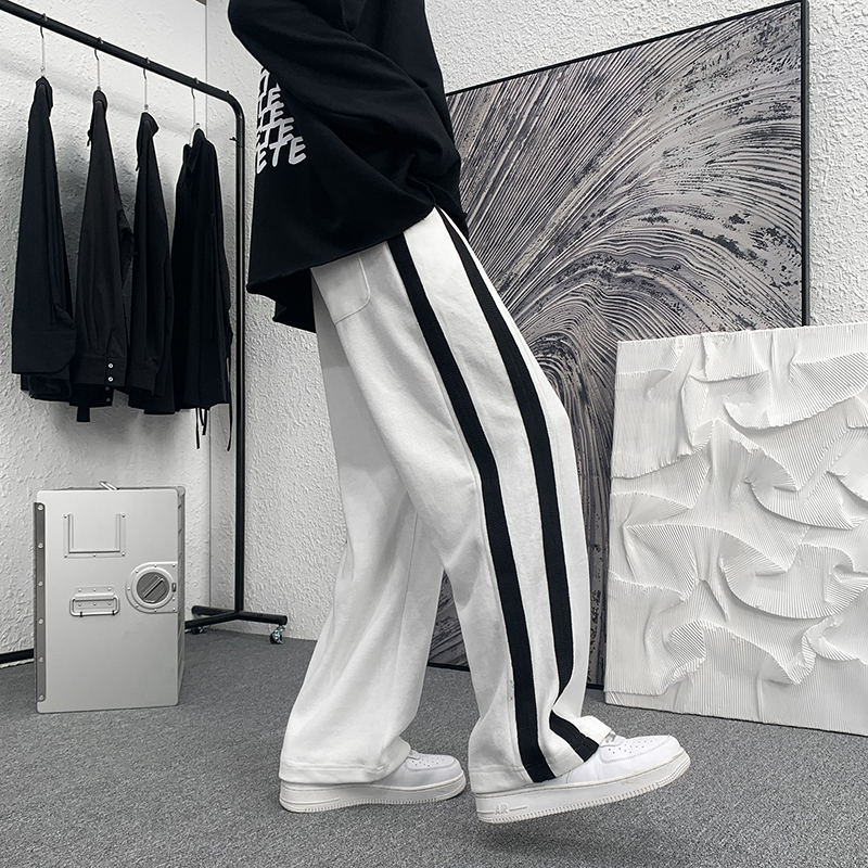 XZ213-K391-P35控48条纹擦边裤长裤运动裤男士宽松，女装休闲裤，星座213
