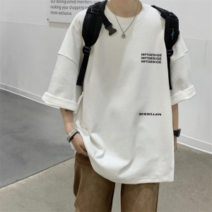 XZ213-19D99-P25控38个性字母印花港风大码T恤圆领图片