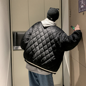 XZ213-JY50-P98控128菱形格加厚棉衣棒球服 主推差价足！图片