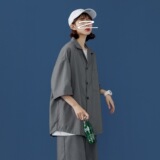 19XZ02*P65港风夏季韩版短袖女五分袖外套潮流宽松小西服短裤套装，男装牛仔裤，星座213