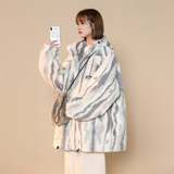 XZ213-MY35-P128控148冬季加厚提花兔毛羊羔毛结合棉服连帽保暖，男装棉衣，星座213