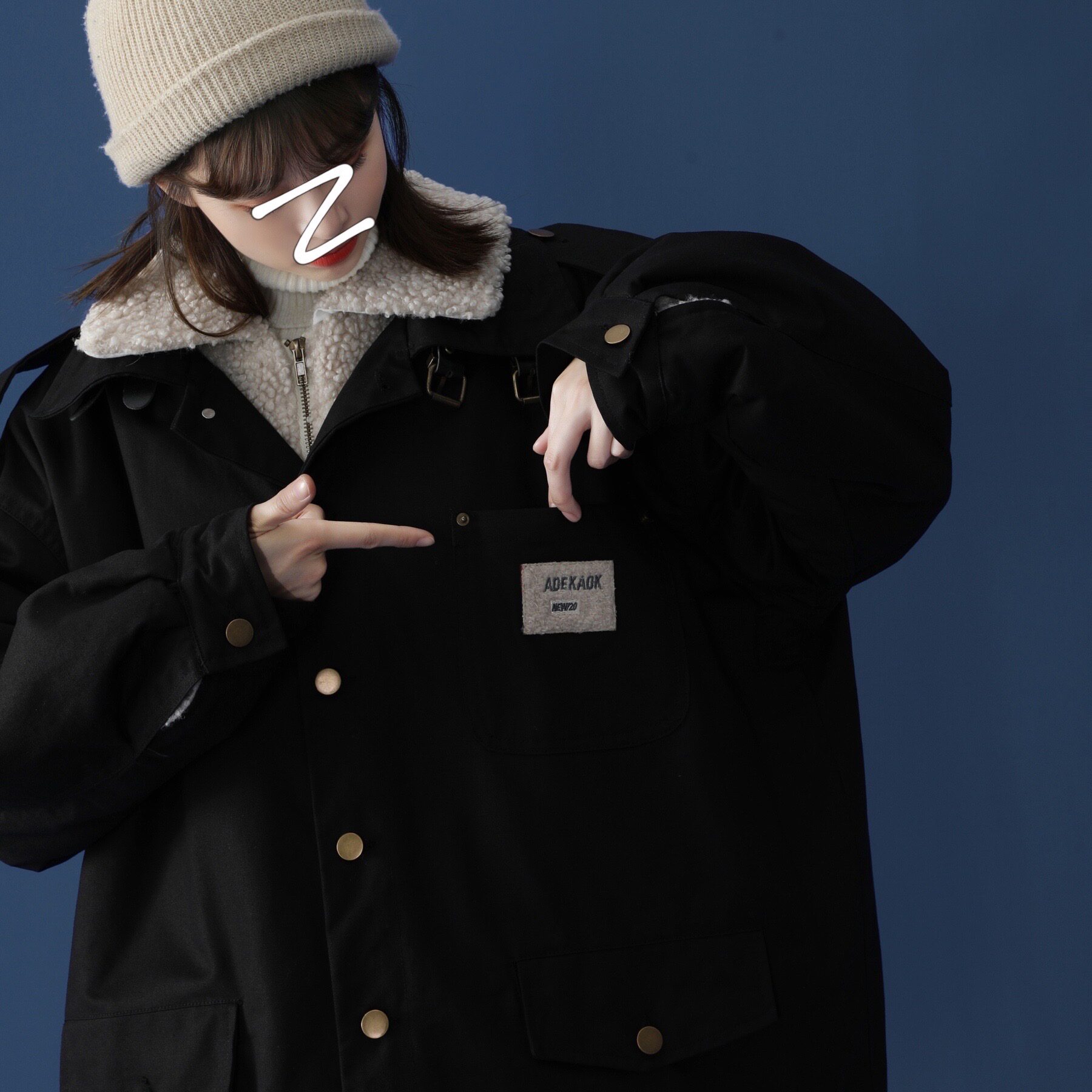 XZ-213-MY10-P128控168冬季羊羔绒工装假两件加厚棉服,男装棉衣,星座213