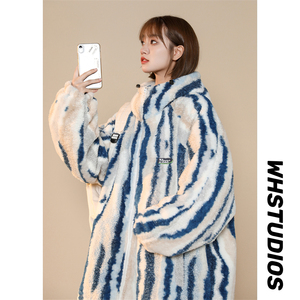 XZ213-MY35-P128控148  冬季加厚提花兔毛羊羔毛结合棉服连帽保暖图片