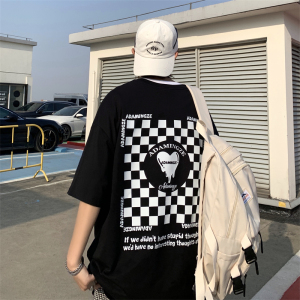 XZ213-19D112-P25控38大码创意印花宽松T恤潮流男短袖