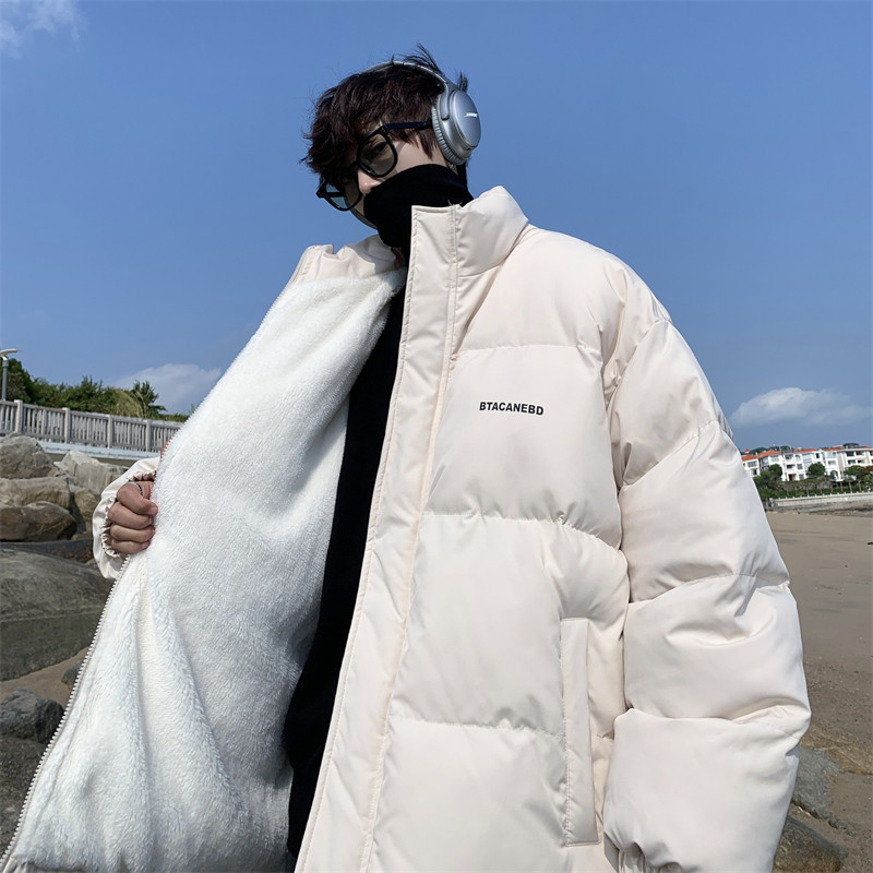 XZ213-MY33-P98控118港风大码加厚立领纯色棉服内里羊羔毛保暖,男装棉衣,星座213