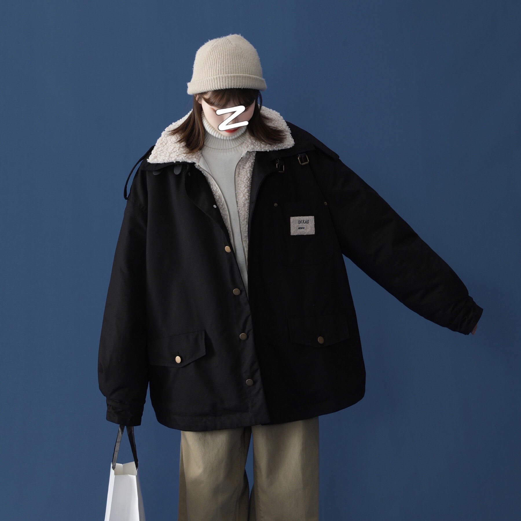 XZ-213-MY10-P128控168冬季羊羔绒工装假两件加厚棉服,男装棉衣,星座213